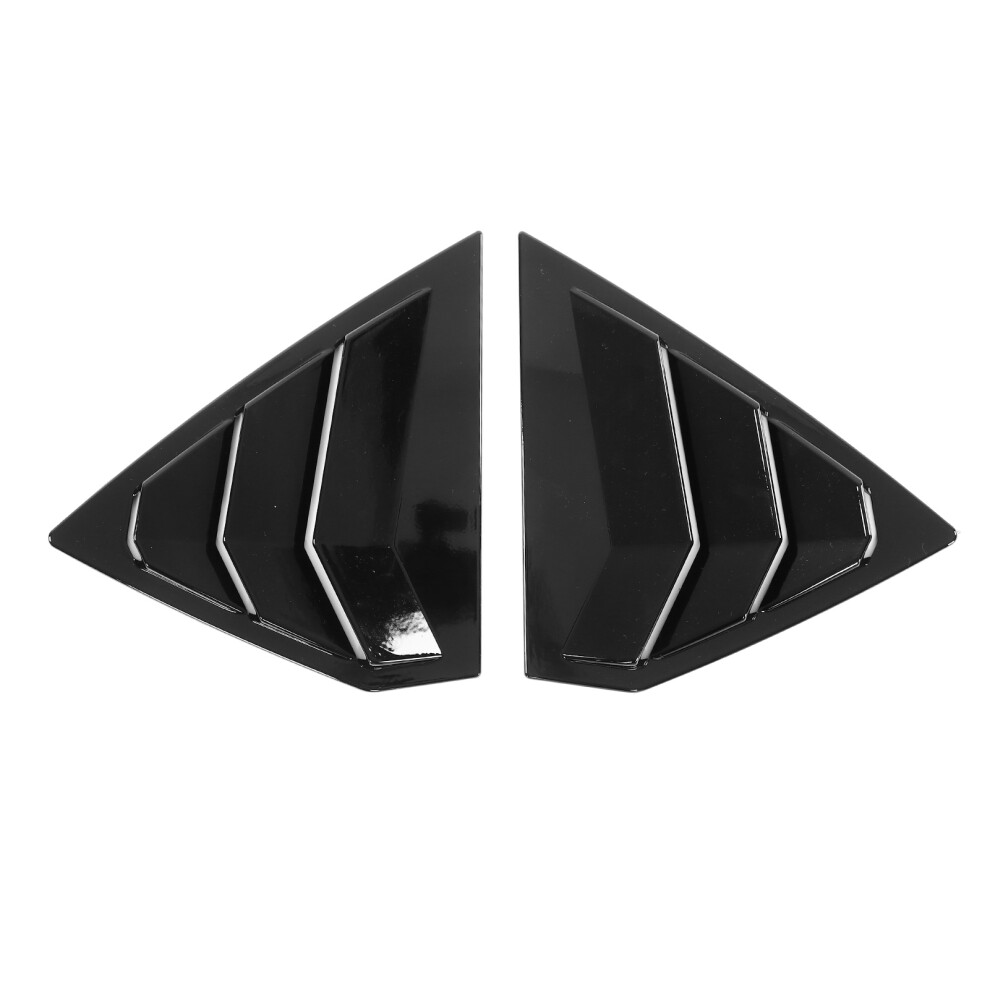 2Pcs Gloss Rear Side Window Louver Air Vent Black 9121376376658