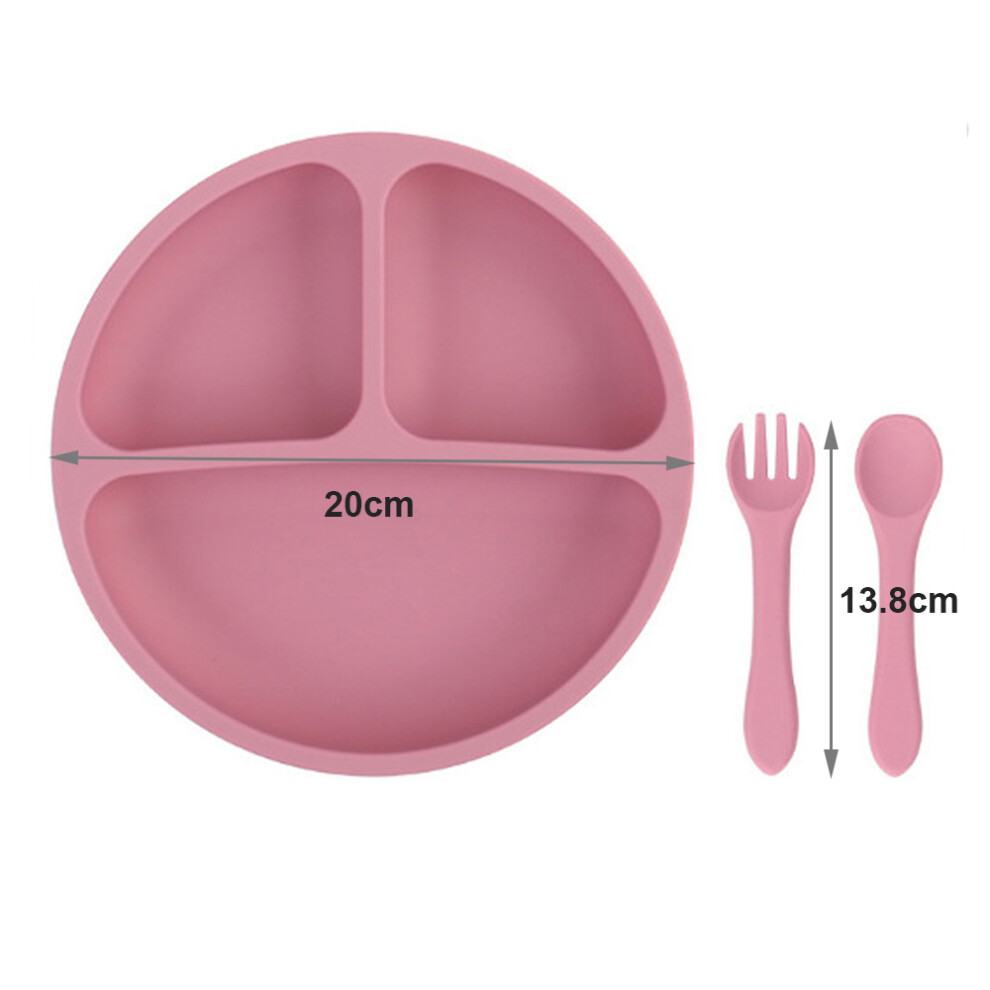 Baby Silicone Feeding Set with Divided Plate Spoon & Fork BPA Free