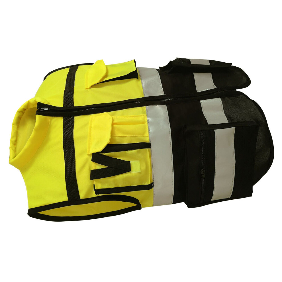 High Visibility Reflective Safety Vest With Pockets, Zipper Front, Xxl Yellow Black 5041339532096