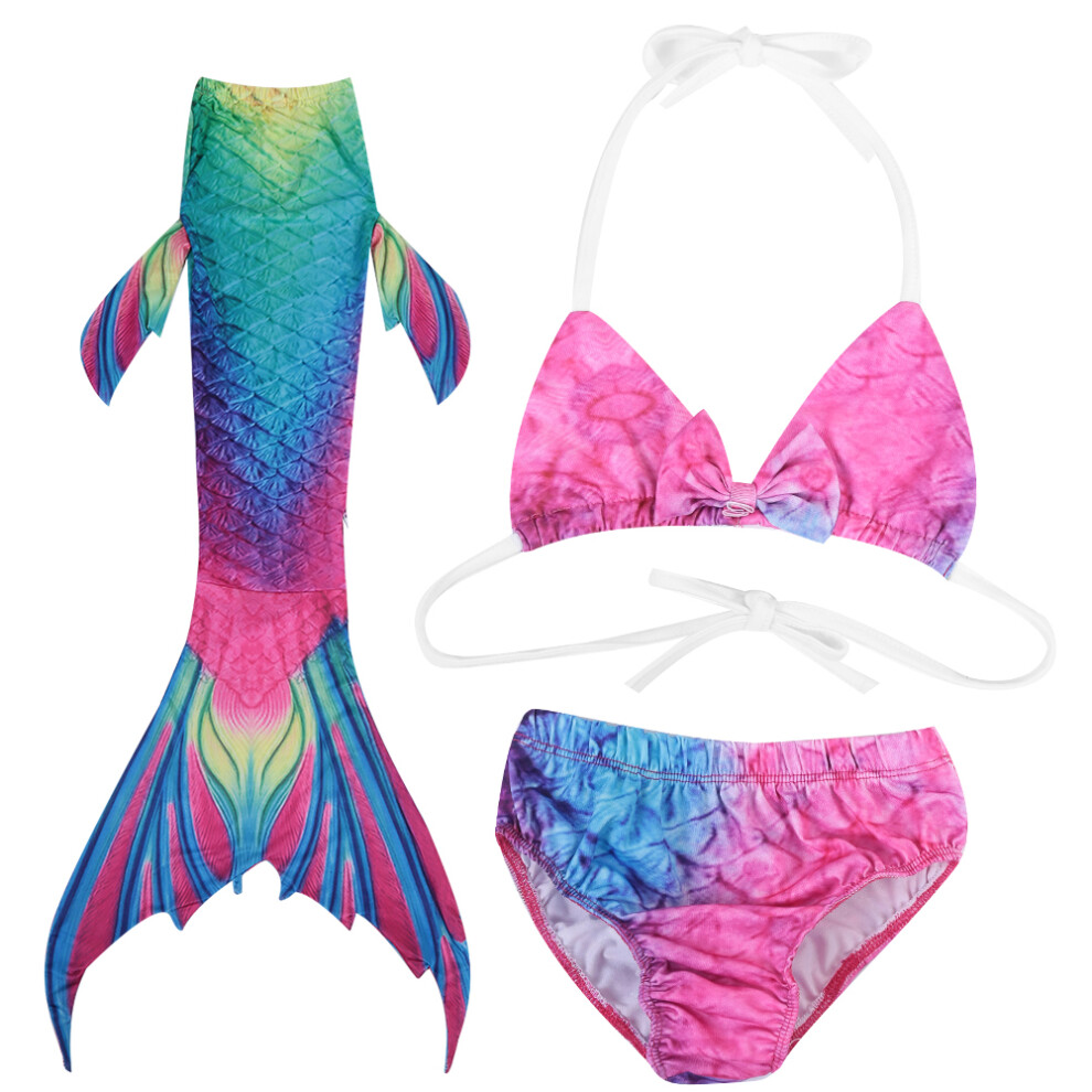 3pcs Kids Girls Swimsuit Bikini Set with Fish Tail-image-OPC-PJJFQDK-NEW