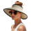 (Beige With Black) Women's Sun Visor Hats Wide Brim Straw Beach Hat Ponytail Foldable Packable Beach Vacation Essentials 1