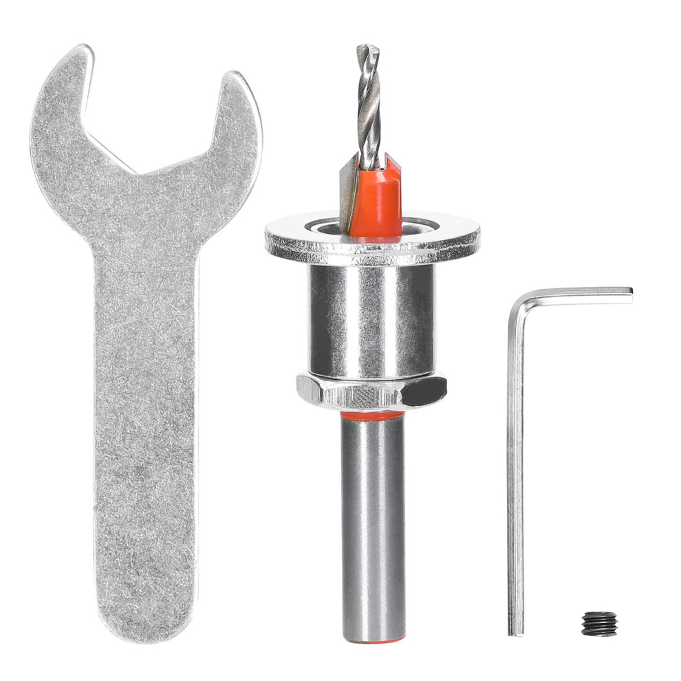 Durable 8mm Shank Carbide Router Bit 2.5-10.5mm Adjustable Countersink for Wood