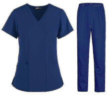 (M, Blue) Nurse Women Fabric Short Sleeve Medical Uniforms