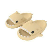 (36-37, beige) New Non-slip Shark Slippers Shower Bathroom Slippers Soft Summer Slide Sandals Fashionable And Summer Beach Slippers