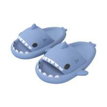 (38-39, blue) New Non-slip Shark Slippers Shower Bathroom Slippers Soft Summer Slide Sandals Fashionable And Summer Beach Slippers