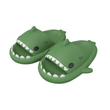 (40-41, dark green) New Non-slip Shark Slippers Shower Bathroom Slippers Soft Summer Slide Sandals Fashionable And Summer Beach Slippers