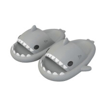 (40-41, grey) New Non-slip Shark Slippers Shower Bathroom Slippers Soft Summer Slide Sandals Fashionable And Summer Beach Slippers