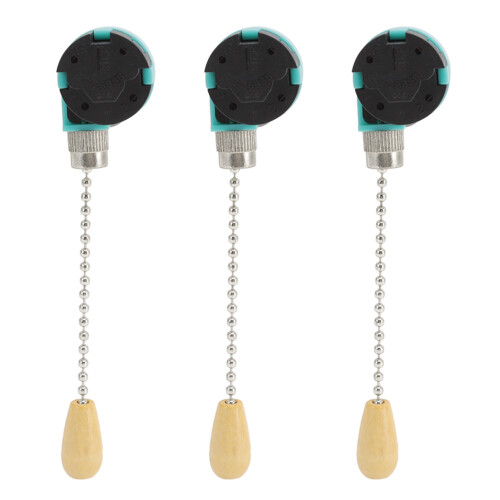 Ceiling Light Pull Chain Switch Set 3-Speed Control for Fans & Lamps 1
