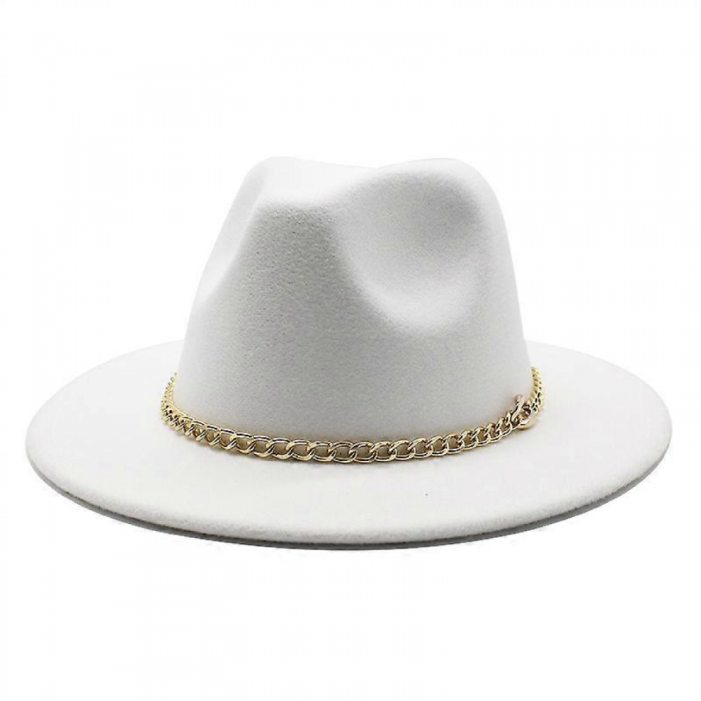 Chapeau de cowboy en feutre blanc pour adulte, accessoire de costume d'Halloween, style western, taille L 58-60 cm