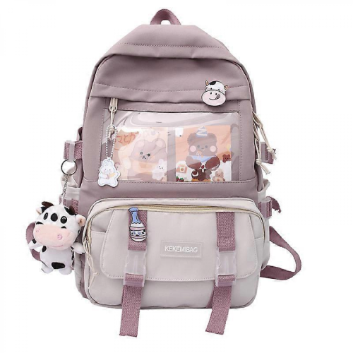 Kawaii-rugzak met Kawaii-hangers 4-delige set, schattige esthetische rugzakken for tienermeisjes (Color : Bear Backpack-pink Kawaii-rugzak met Kawaii-hangers 4-delige set, schattige esthetische rugzakken for tienermeisjes (Color : Bear Backpack-pink