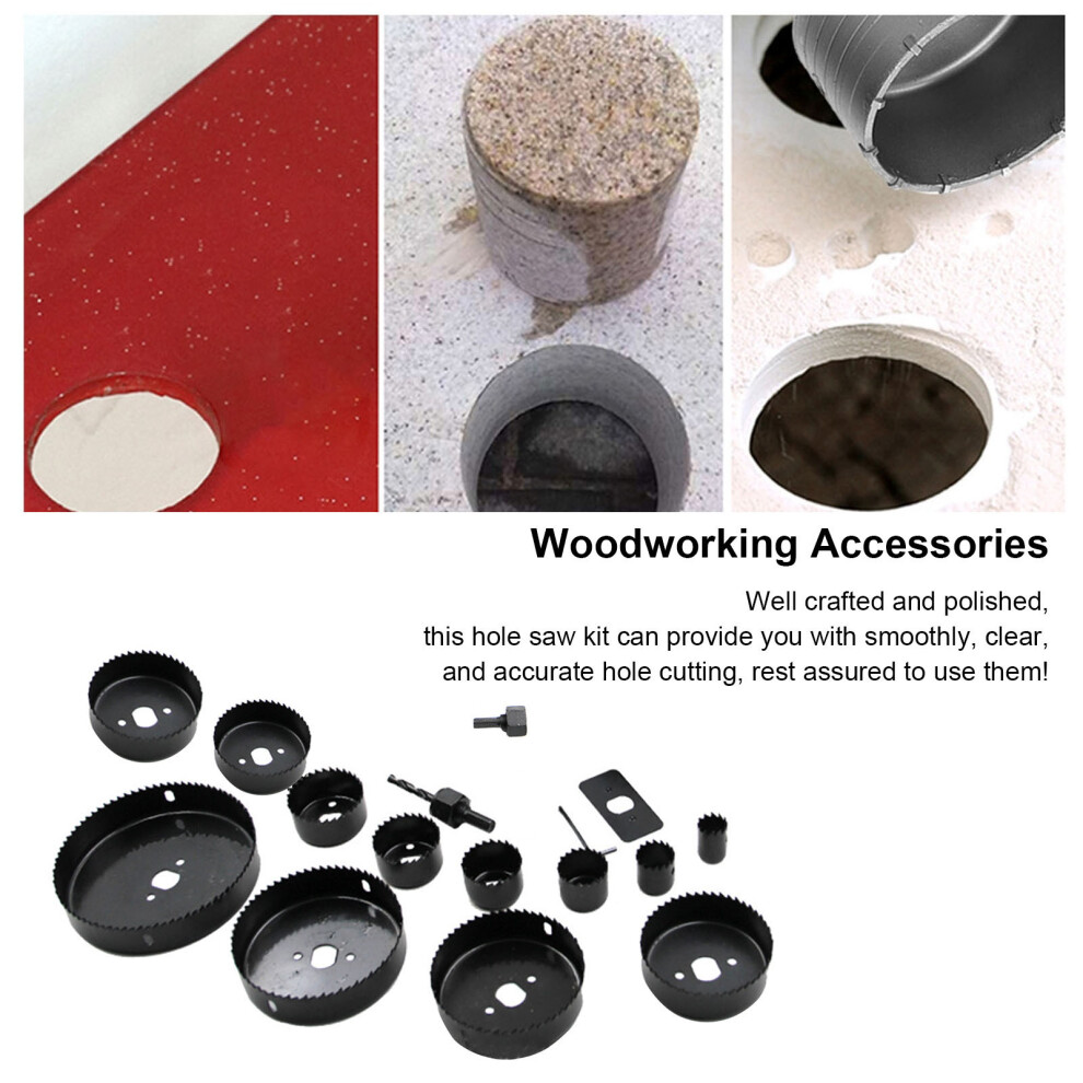 16Pcs Carbon Steel Hole Saw Kit For Woodworking - Accurate & Wear Resistant 7691339551740
