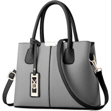 Fashion Dark Gray PU Leather Crossbody Shoulder Bag Tote Bag for Women