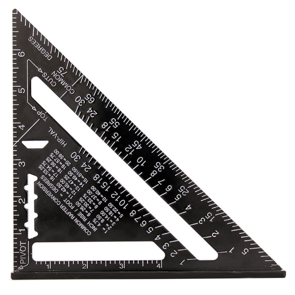 7In Black Aluminum Carpenter Triangle Square, Durable Right Angle Ruler 9411339552619