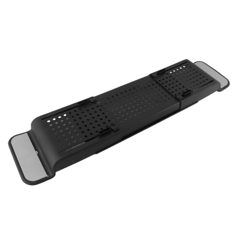 Black Expandable Bathtub Tray with Stable Placement and Draining Design