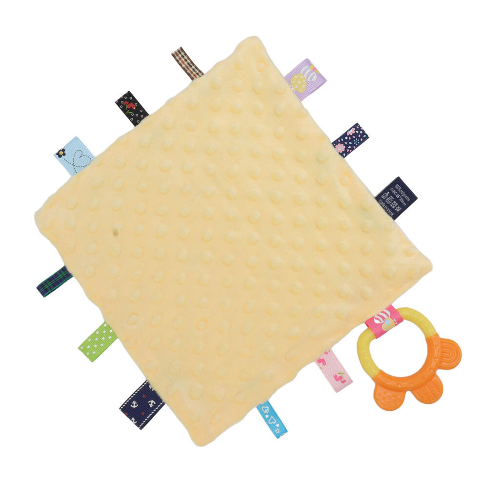 Baby Snuggle Blanket, Soft Plush & Silicone Teether, 25x25cm Colorful Tags