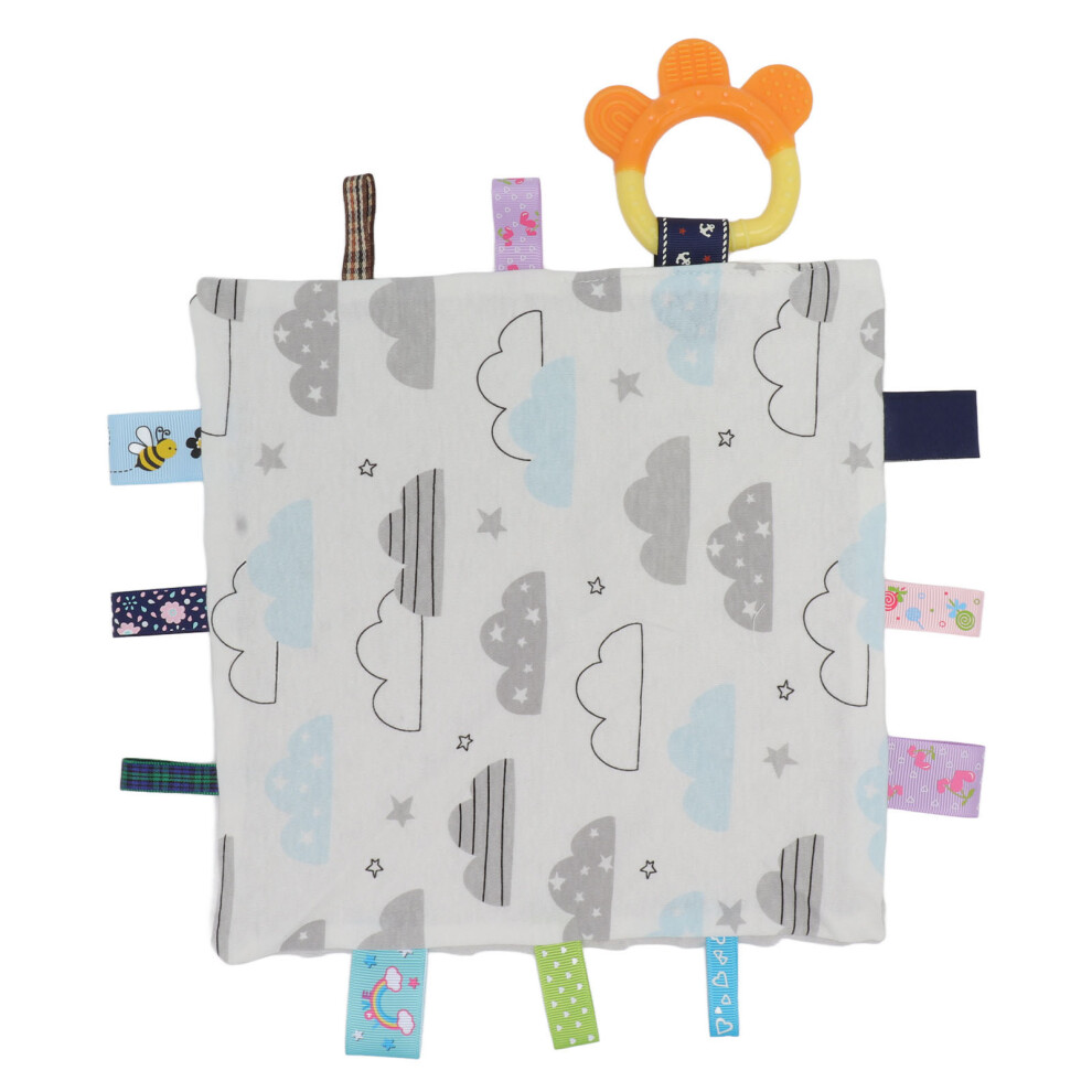 Baby Snuggle Blanket for Newborns, 25x25cm Soft Plush & Silicone Tag Teether