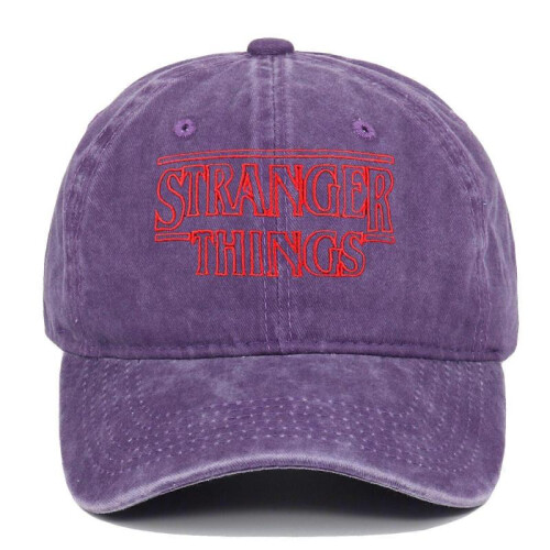 (purple) STRANGER THINGS Letter Embroidery Adjustable Washable Baseball Cap