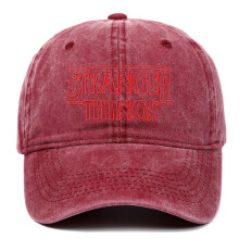 (wine-red) STRANGER THINGS Letter Embroidery Adjustable Washable Baseball Cap