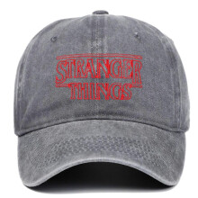 (Grey) STRANGER THINGS Letter Embroidery Adjustable Washable Baseball Cap
