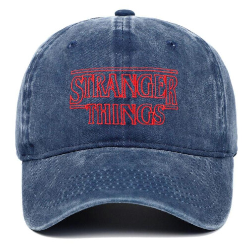 (navy blue) STRANGER THINGS Letter Embroidery Adjustable Washable Baseball Cap