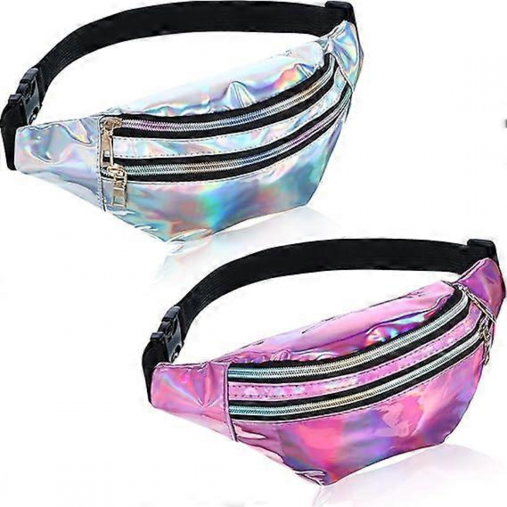 2pcs holographic fanny pack metallic sport fanny pack for women, men, kids-image-OPC-PJJGS7K-NEW