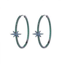 Simple Fashion Hoop Earrings With Rhinestone Big Circle Earrings Zircon Green Color Loop Earrings For Women Jewelry