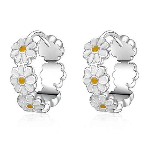 Sterling silver daisy earrings simple and elegant women's earrings