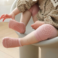 Baby Knee Pad Socks Set Pink S 0-1 Years Cotton Silicone Non-Slip