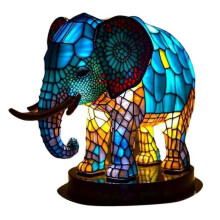 Animal Table Lamp Glass Retro Desk Elephants