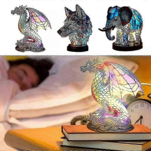 Animal Table Lamp Glass Retro Desk Elephants 1