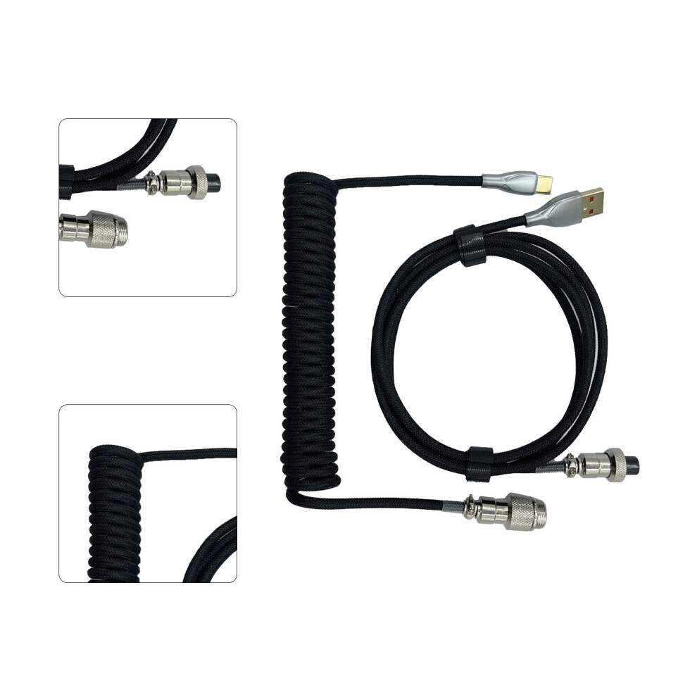 Sturdy Retractable Coiled Gaming Keyboard Cable For Mechanical Kb Black 7621339570854