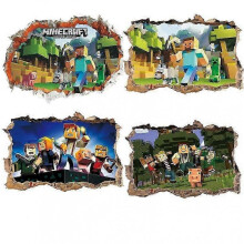 Set of 4 Creeper Binnen Muursticker, Minecraft clean road - Wall Sticker