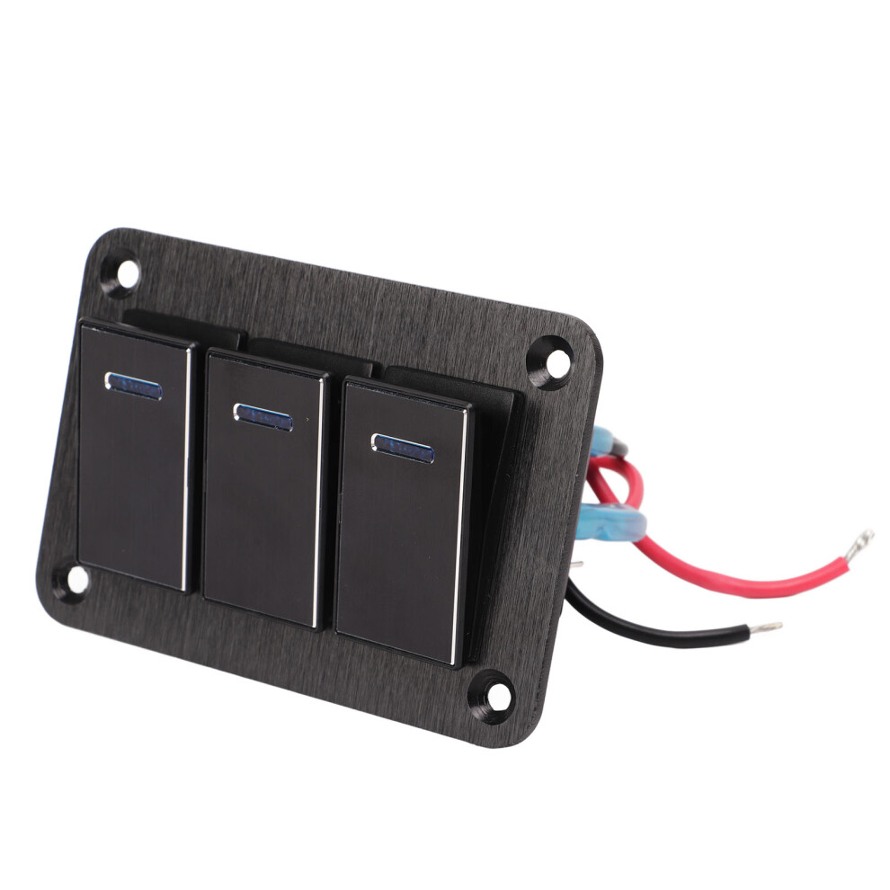 Pre Wired 3 Gang Rocker Switch Panel Aluminum Alloy Dc12vâ24V 6941339576078