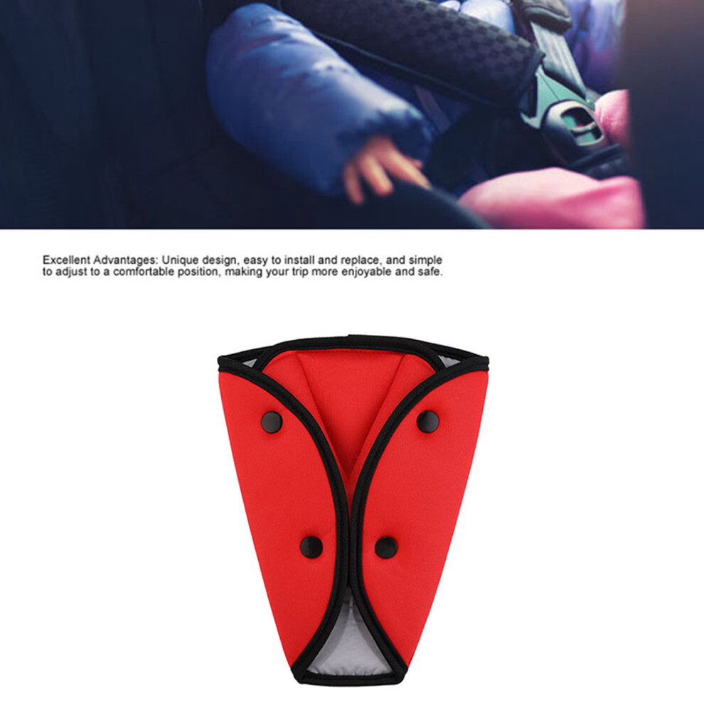 Car Child Seat Belt Triangle Adjuster Red Breathable Cotton for Auto