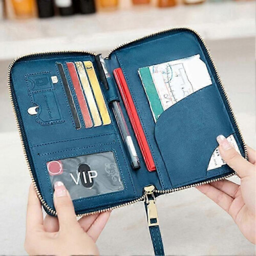 (pink) Multi-Functional RFIDs Passport Wallet Biofold Document Organiser Holder for Women Men 2