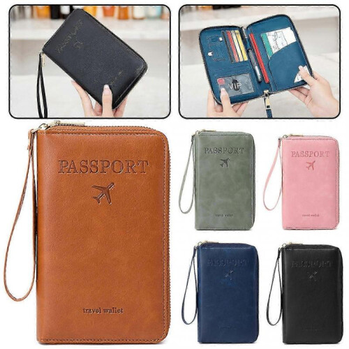 (blue) Multi-Functional RFIDs Passport Wallet Biofold Document Organiser Holder for Women Men 1