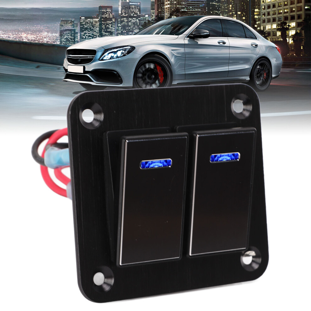 2 Gang Aluminum Switch Panel 12V 24V Backlit For Car Rv Boat Blue 8791339583600