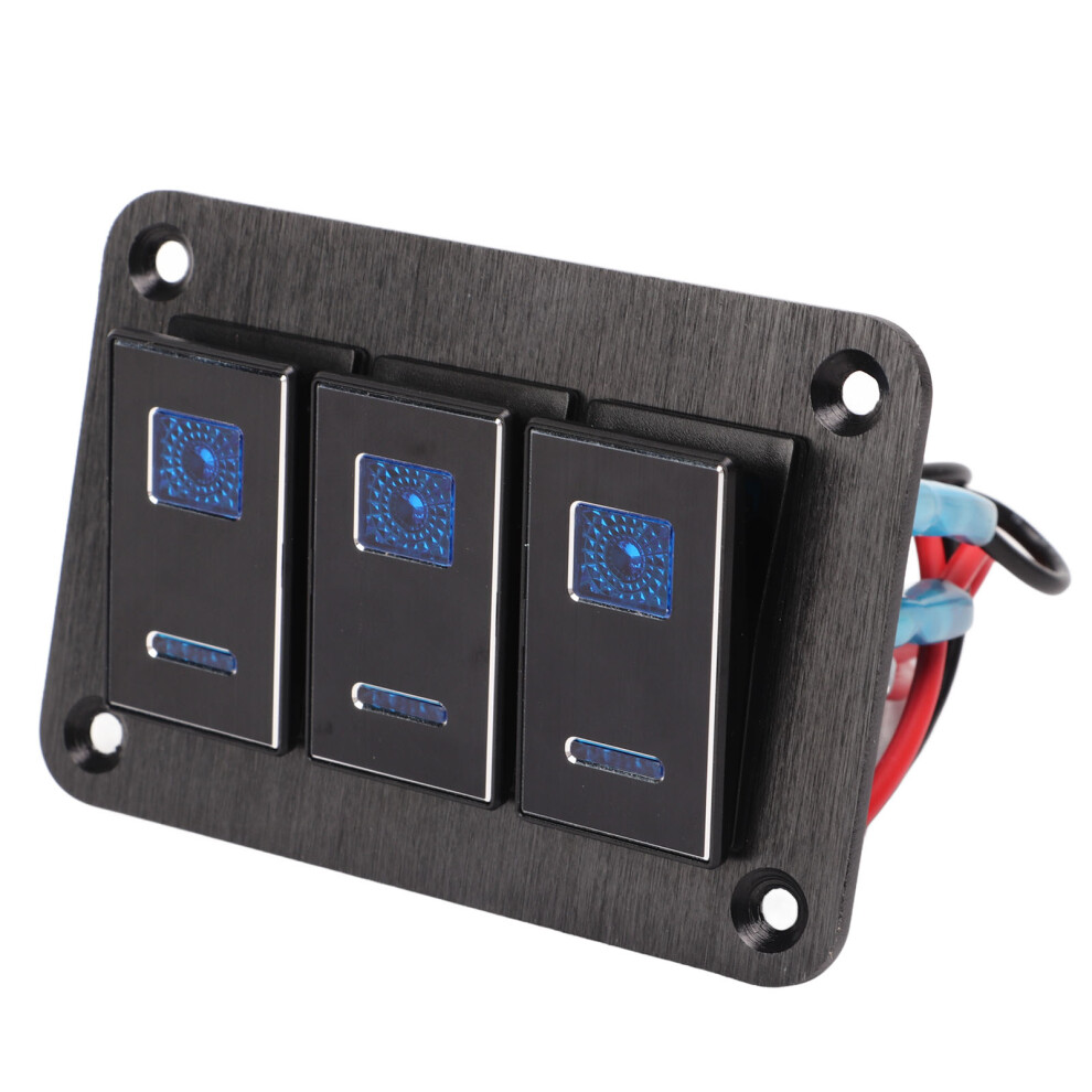 Waterproof 3 Gang Toggle Switch Panel Dc12v-24V 30A 5Pin Blue Led For Rv Marine 5061339583683