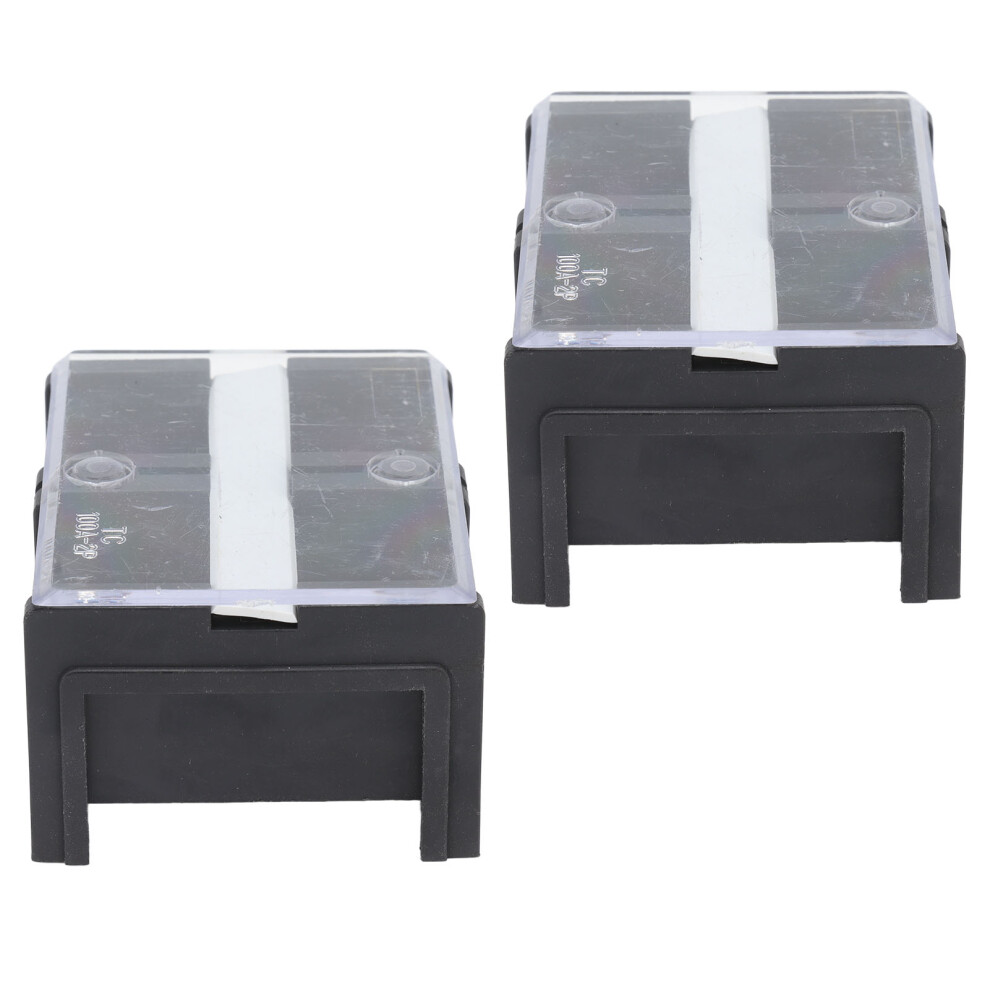 2Pcs Dual Row Terminal Strip 600V 100A Wire Barrier Block Tc Fixed Iron Black 9321339592747