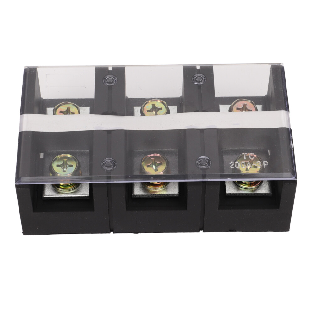 Heavy-Duty Dual Row Terminal Strip 200A 600V With Pc Cover 3 Position 4991339593089