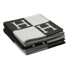(Black) H Blanket Letter Artificial Wool Cashmere Throw Cover Sofa Plaid Blankets