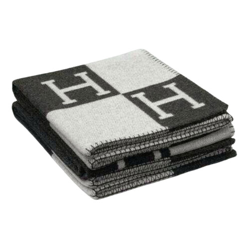 (Black) H Letter Blanket Artificial Wool Cashmere Throw Cover Sofa Blankets Plaid