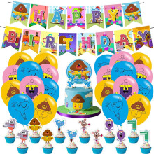 (Suit(32pcs)) Duggee Birthday Hey Party Supplies Cake Topper Banner Balloon Themed Party Decor