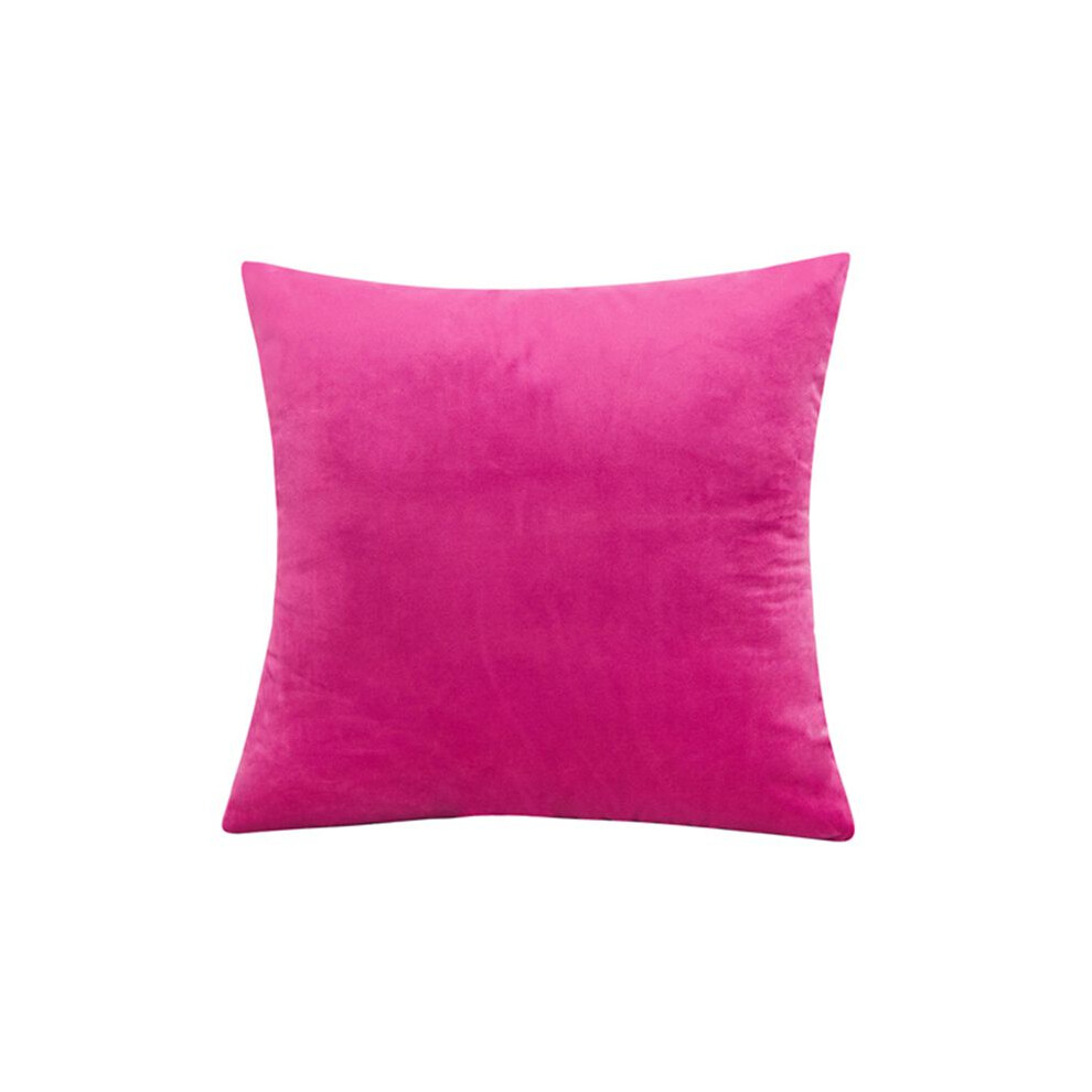 (Rose Red)Housse de coussin 16" velours uni taie d'oreiller fermeture éclair couleur unie décoration maison canapé
