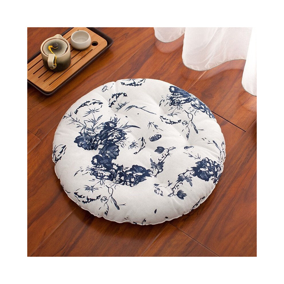 (Dark Blue,43x43cm)Neuf coussin rond patio tatami tapis de méditation coussin d'assise coussin de yoga épaissir sol
