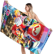 (Deluxe)Serviette de bain 3D Super Mario Bros grande taille séchage rapide absorbant peignoir de voyage