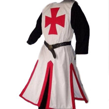 (Red,S)Medieval Templar Knight Crusader Surcoat Long Sleeve Outfit Cosplay Costume