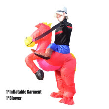 (Red)Erwachsene aufblasbares Pferd Jockey Kostüm Outfit Rennen Nacht Cosplay Cartoon Anzug