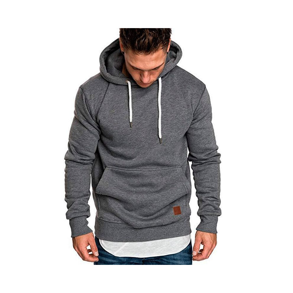 (Dark Gray, XL) Hooded Hoodies Mens Sweatshirt Sweater Jumper Comfy Pullover Tops Coat Outwear