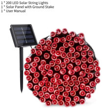(Red) 200 Solar Led String Lights Outdoor Garden Party Xmas Fairy Wedding Decor Lamp